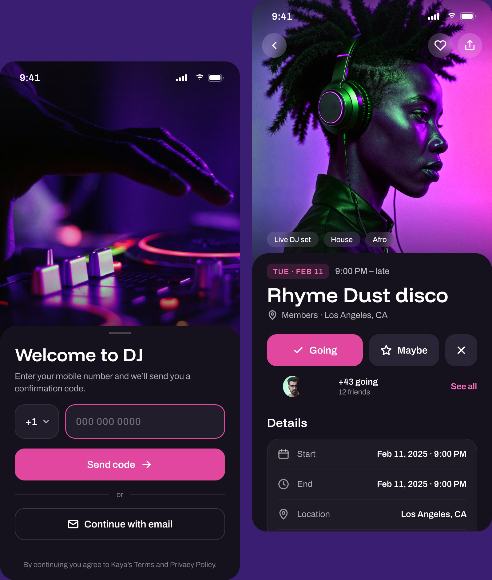 DJ — app screens