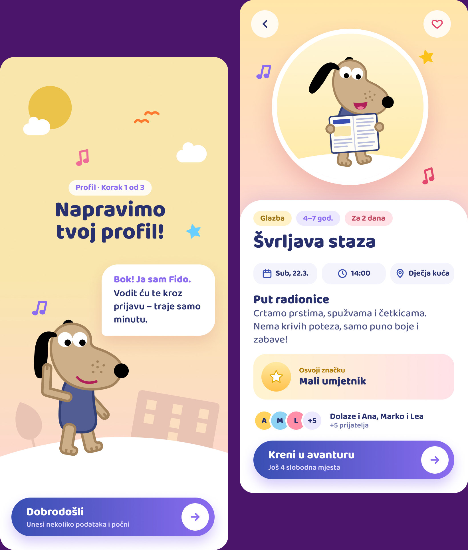 Kidvent — app screens
