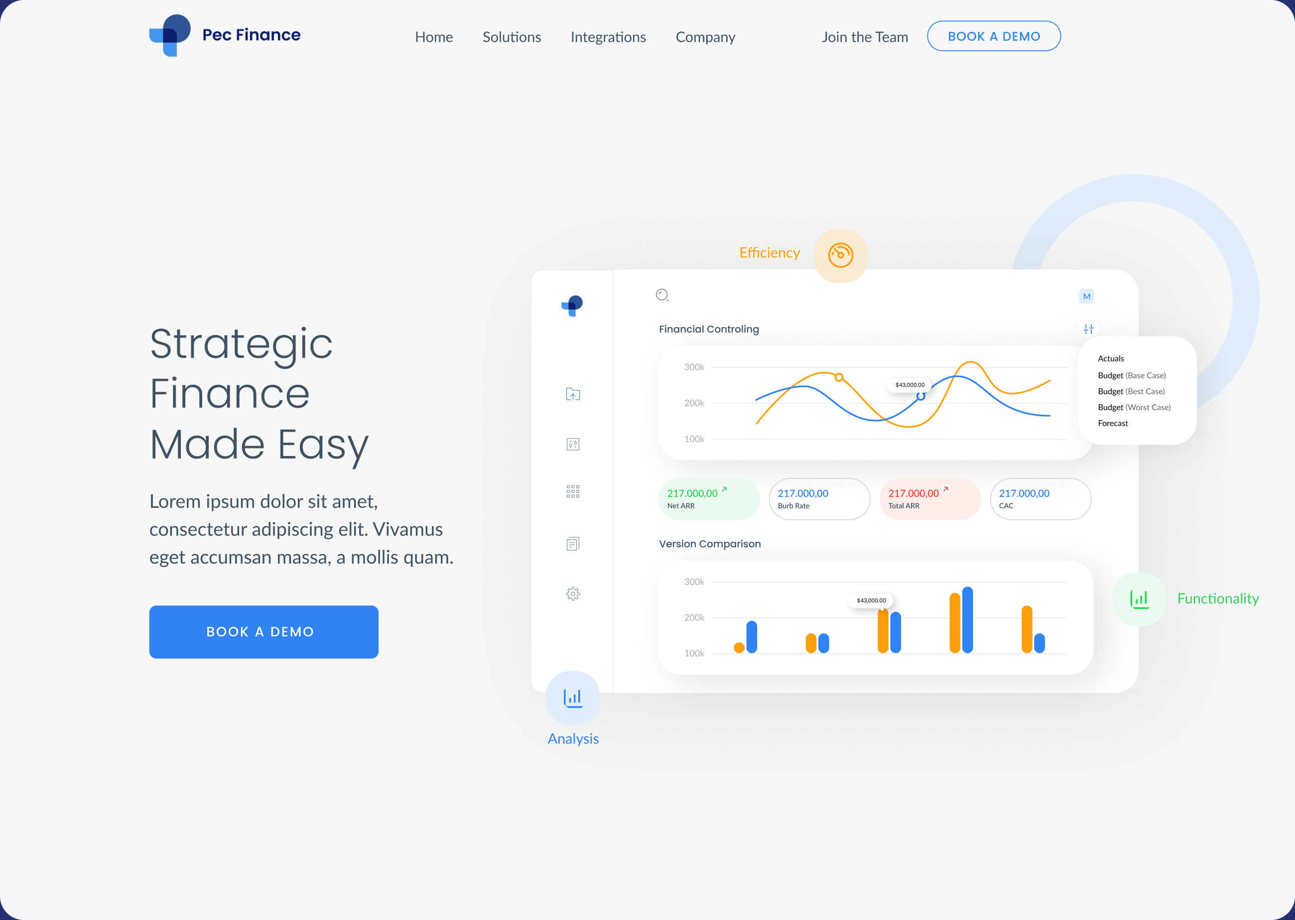 Pec Finance — app screens