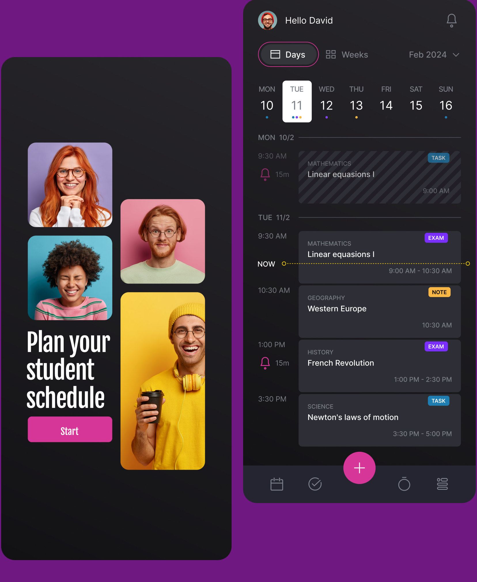 Studdy — app screens